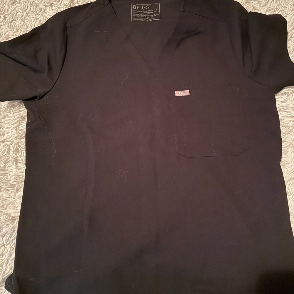 Figs Women’s Black Catarina Scrub Top (L)